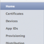 Vous arrivez sur une page sur laquelle vous allez gérer vos applications et provisioning profiles.